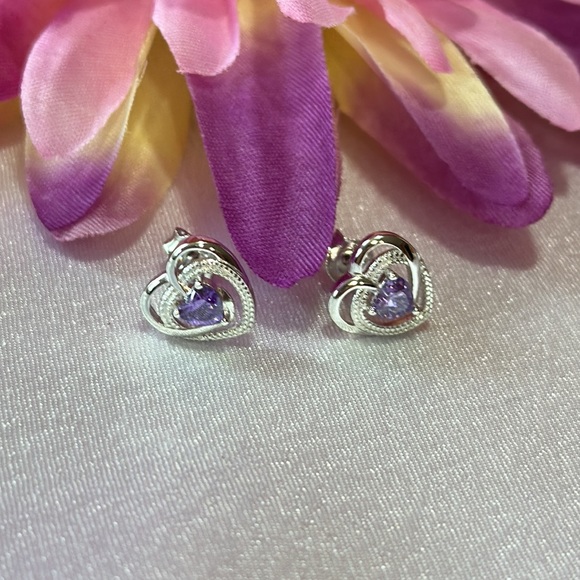 SS CZ Amethyst Earrings - Picture 3 of 3